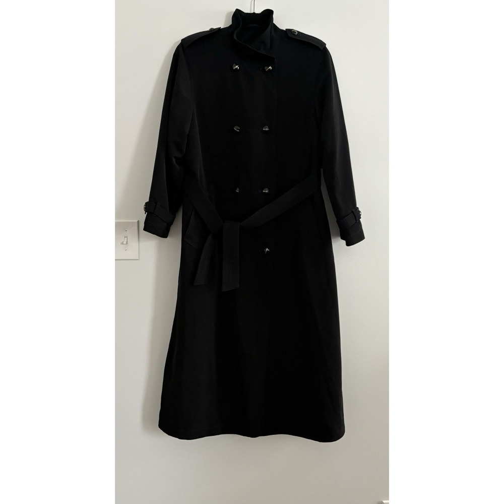 F. S. L. Collection Ladies Vintage Long Black Elegant Coat Removable Lining Sz6P